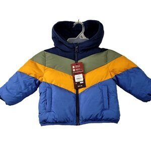 Baby Boy Puffer Jacket 12 Months Hood Mitten Covers Swiss Tech Warm Winter Cozy